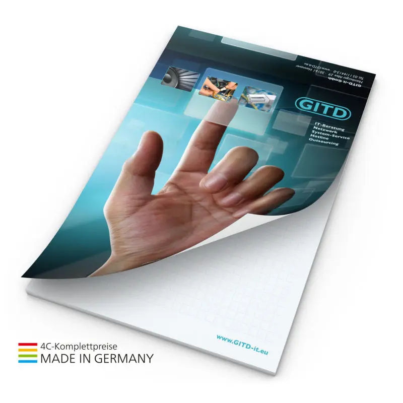 A5 Schreibblock Cover mit 2-fach Abheftlochung und 4C-Druck - Ideal für unterwegs