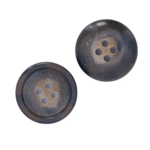 Hornimitatknopf Dunkelbraun 4-Loch-Knopf – Blazer- und Sakkoknopf HI-100