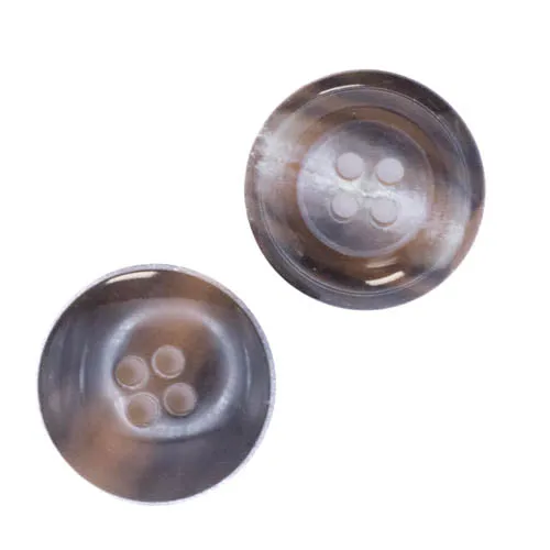 Hornimitatknopf Braun-Grau 4-Loch-Knopf – Blazer- und Sakkoknopf HI-103