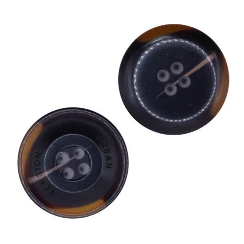 Hornimitatknopf Dunkelbraun 4-Loch-Knopf – Mantel- und Jackenknopf HI-107