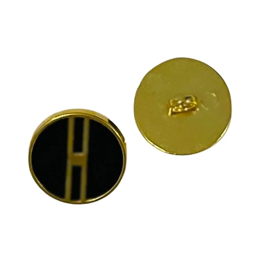 Metallknopf Muster Gold-Schwarz – Öse MK-322