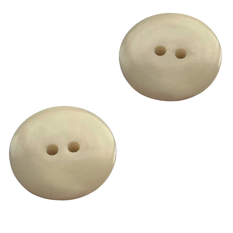 Knopf Creme glänzend 20 mm 2-Loch – Kunststoffknopf KN-6