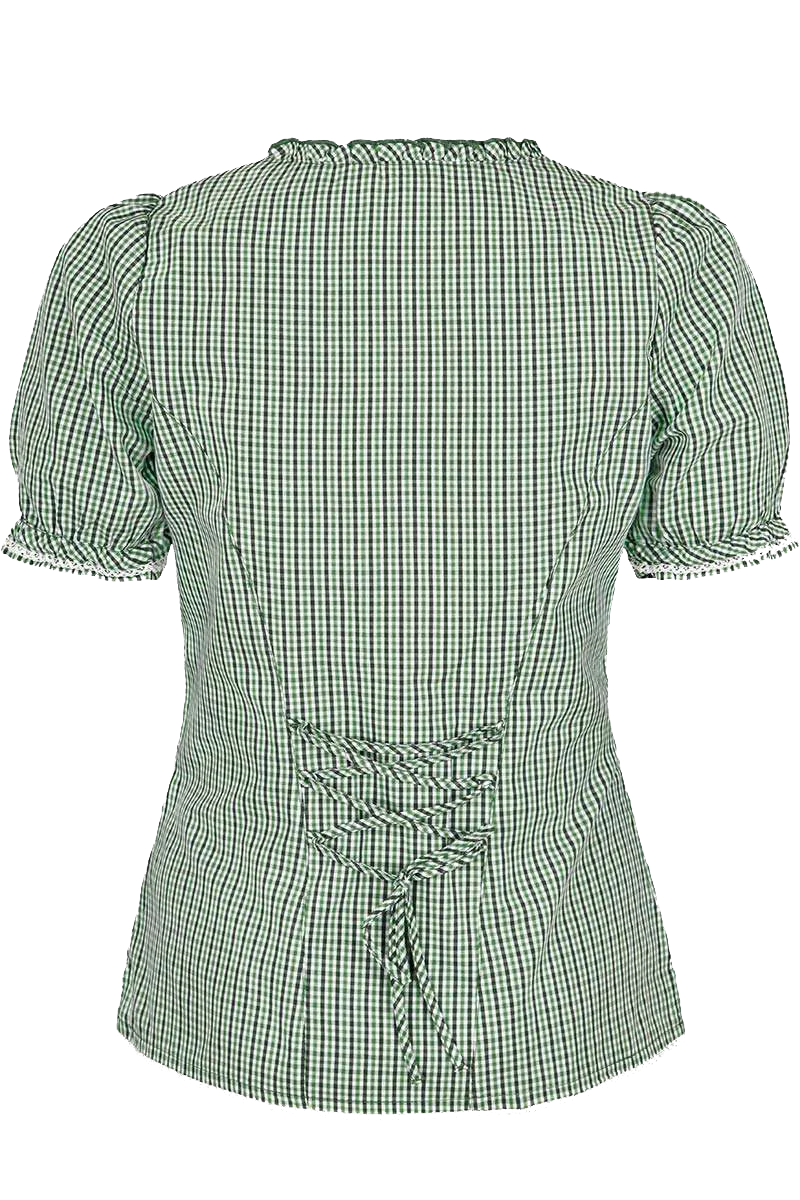 Trachten Miederbluse mit Stickerei kariert