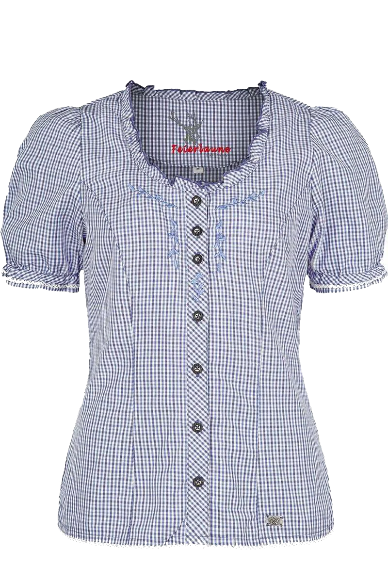 Trachten Miederbluse mit Stickerei kariert