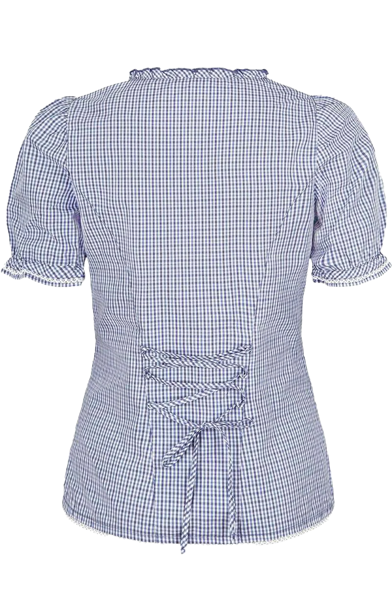 Trachten Miederbluse mit Stickerei kariert