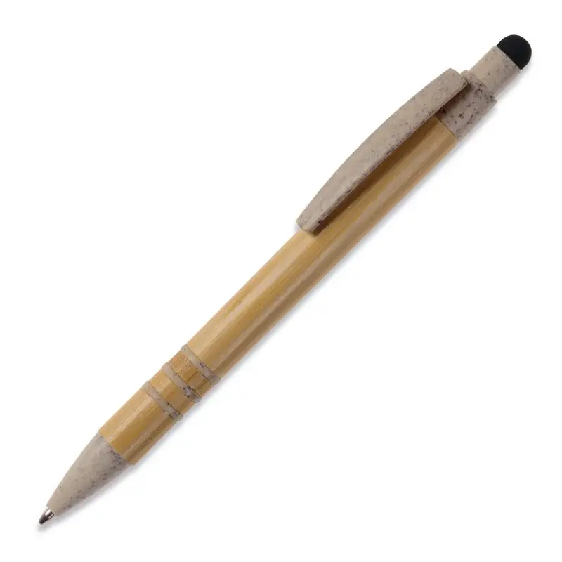 Bambus & Weizenstroh Stylus-Kugelschreiber, Beige und Schwarz, Öko-Freundlich