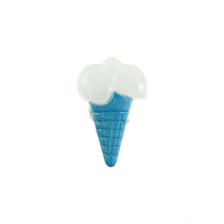 Kinderknopf Eistüte Blau 18 mm – Kunststoffknopf KK-153-BLAU-1