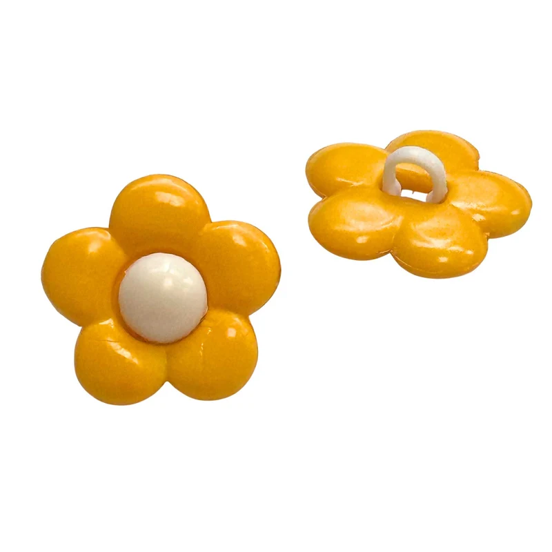 Kinderknopf Blume Gelb 17 mm – Kunststoffknopf KK-105-sonnengelb