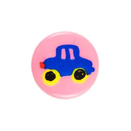 Kinderknopf Auto Rosa 14 mm – Kunststoffknopf KK-7-ROSA