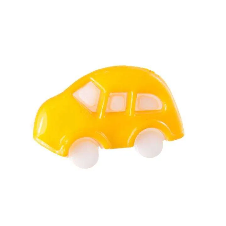 Kinderknopf Auto Gelb 18 mm – Kunststoffknopf KK-70-D-GELB