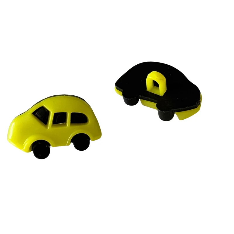 Kinderknopf Auto Gelb 18 mm – Kunststoffknopf KK-52-GELB