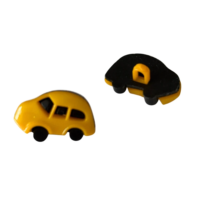 Kinderknopf Auto Gelb 18 mm – Kunststoffknopf KK-52-Sonnen-Gelb