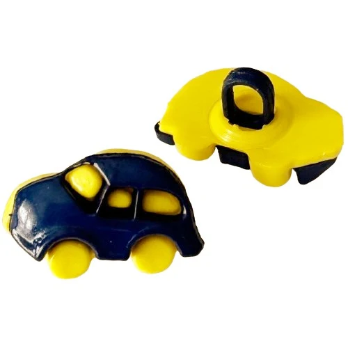 Kinderknopf Auto Gelb 18 mm – Kunststoffknopf KK-52-blau-gelb