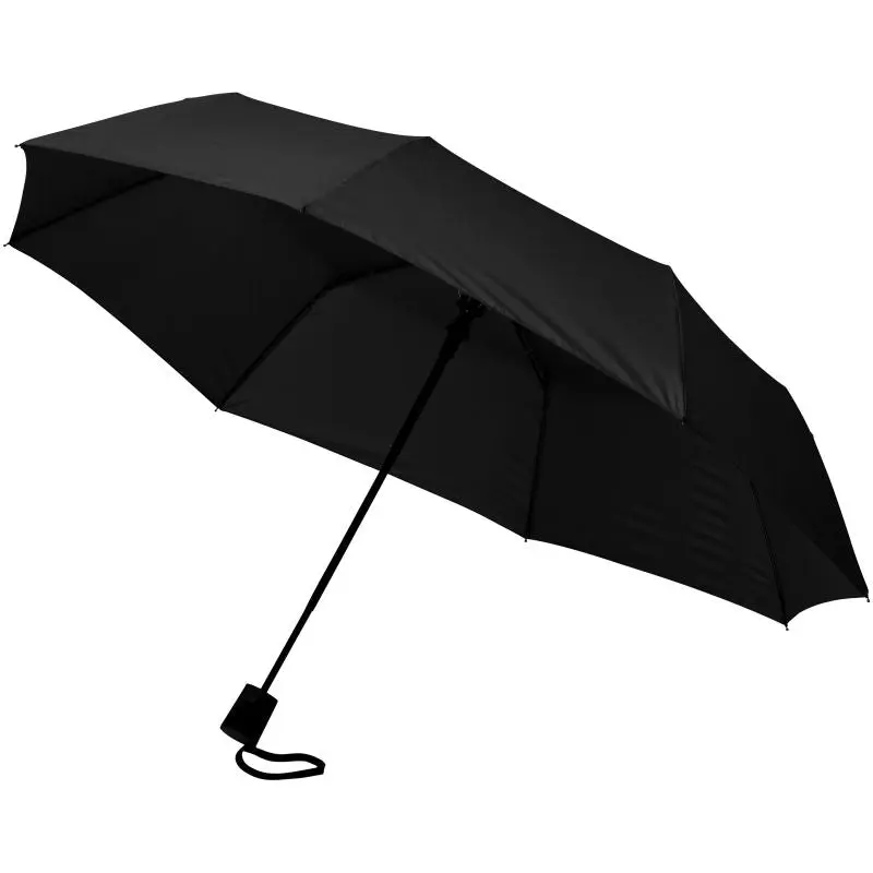 Automatischer Kompakt-Regenschirm Wali, 21 Zoll, in elegantem Schwarz - Ideal für Unterwegs