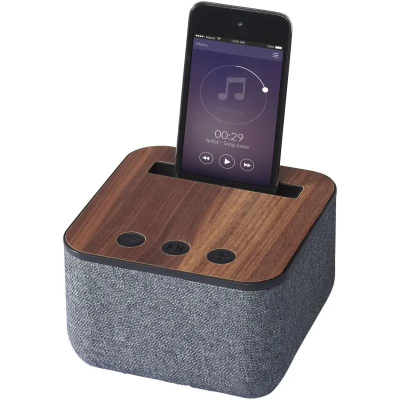 Shae Bluetooth-Lautsprecher aus Stoff und Holz - Dunkelbraun - Eleganz & Klang
