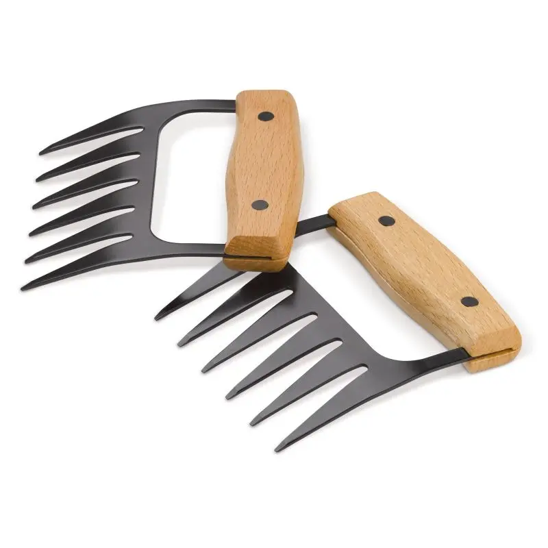 Metall-Fleischkrallen mit Holzgriffen - Ideal zum Zerkleinern und Servieren