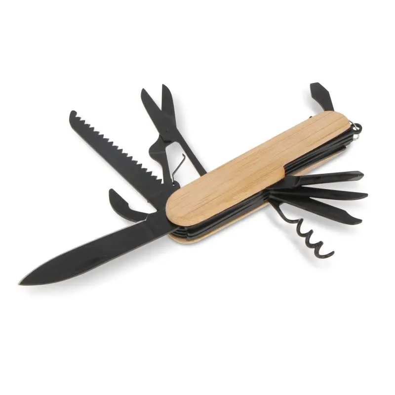 Multi-Tool-Bambus 9 Funktionen - Schwarz, vielseitig und nachhaltig für Outdoor und Alltag