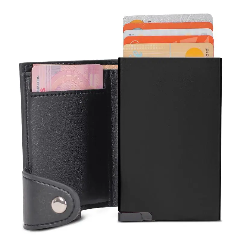 Doppel-Schwarz Kartenetui mit RFID-Schutz - Sicher & Stilvoll