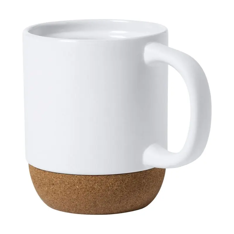 Bokun Weiße Keramiktasse 420ml mit Korkboden, Stilvoll & Schützend