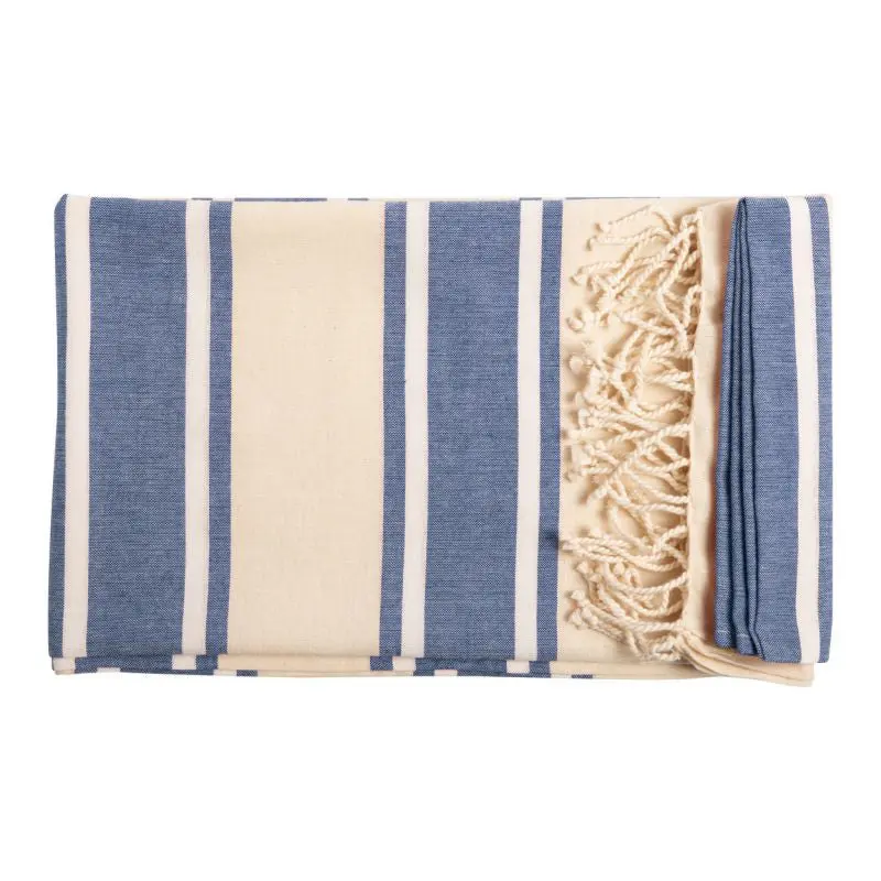 Yistal Strandtuch - Blau/Natur, Weiches und Saugfähiges Handtuch, Premium Strandzubehör