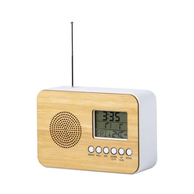 Naturfarbene Tulax Radio-Tischuhr - Elegantes Multifunktionsgerät