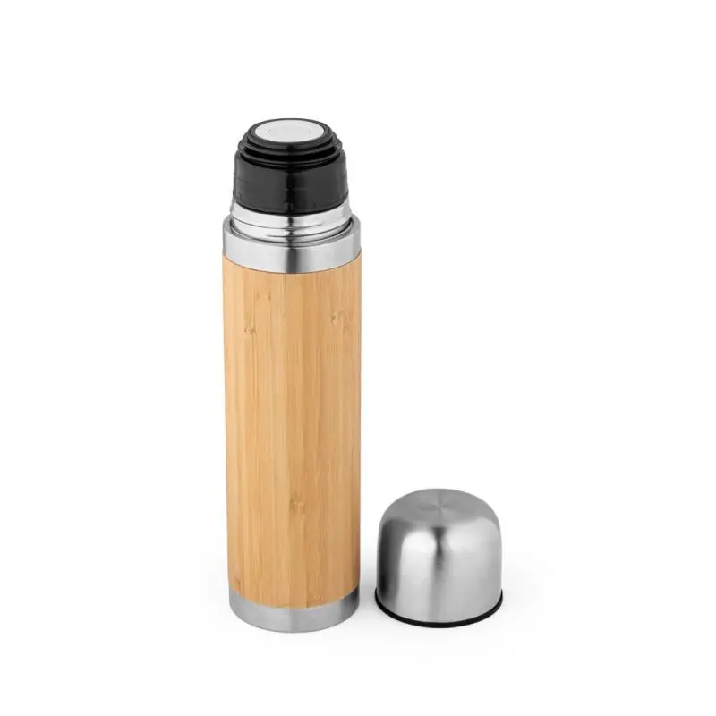 CEYLON Thermokanne aus Bambus und Edelstahl 450 ml - Natur - Umweltfreundliche Isolierflasche