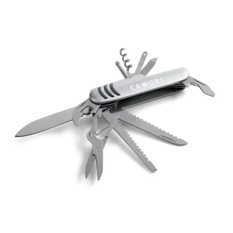 KAPRUN Multifunktions-Taschenmesser aus Edelstahl und Metall - Satinsilber, robust und vielseitig