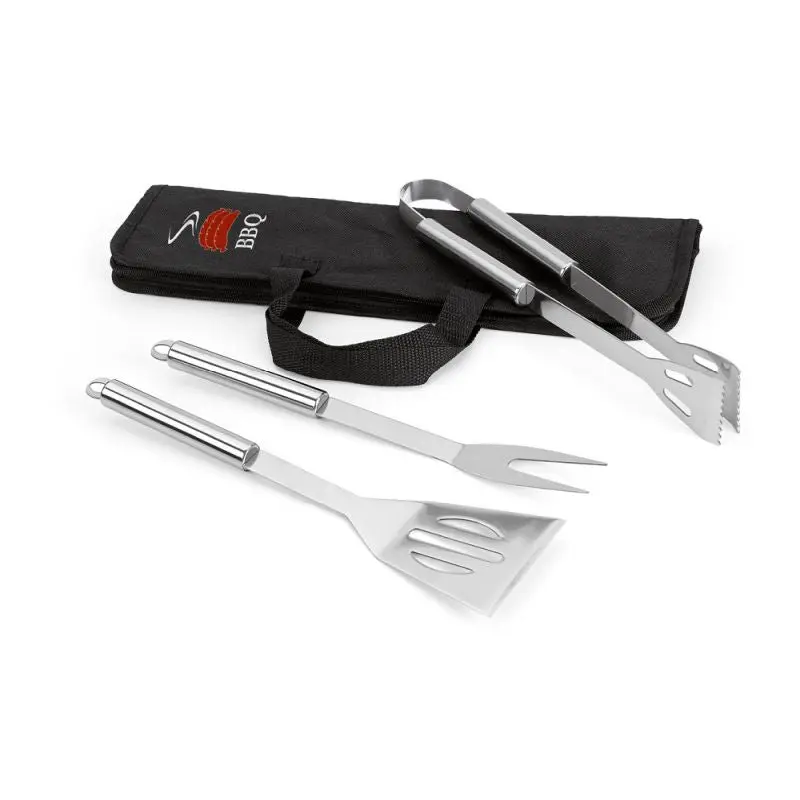 SOARES 3-teiliges Premium Grillzubehör-Set aus Edelstahl - Schwarz