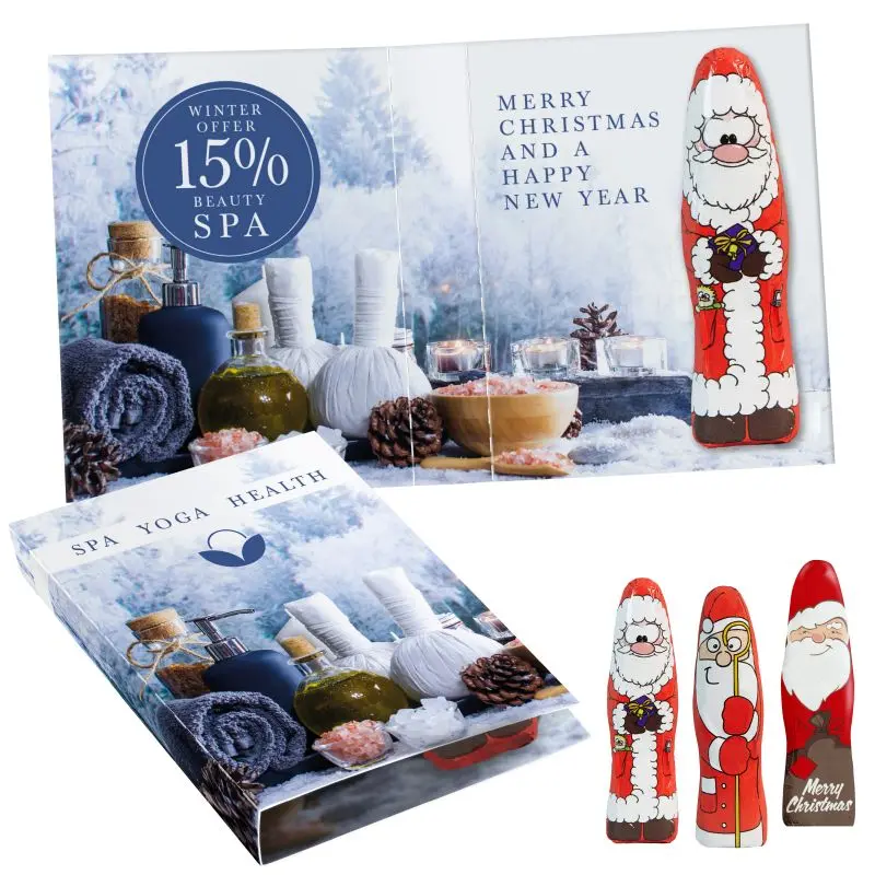 Süßes Briefchen - Mini Schoko-Weihnachtsmänner mit Standardmotiv