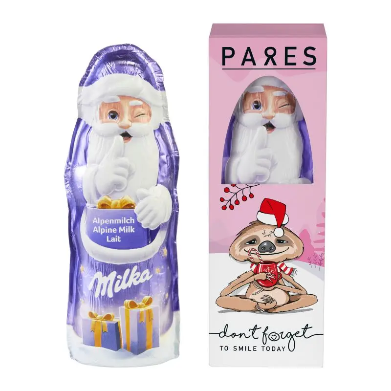 Milka Schoko-Weihnachtsmann in personalisierter Geschenkbox - Bedruckbar & Festlich