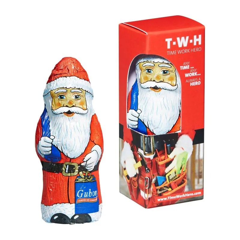 Gubor Schoko-Weihnachtsmann in personalisierter Geschenkbox - Bedruckbar & Festlich