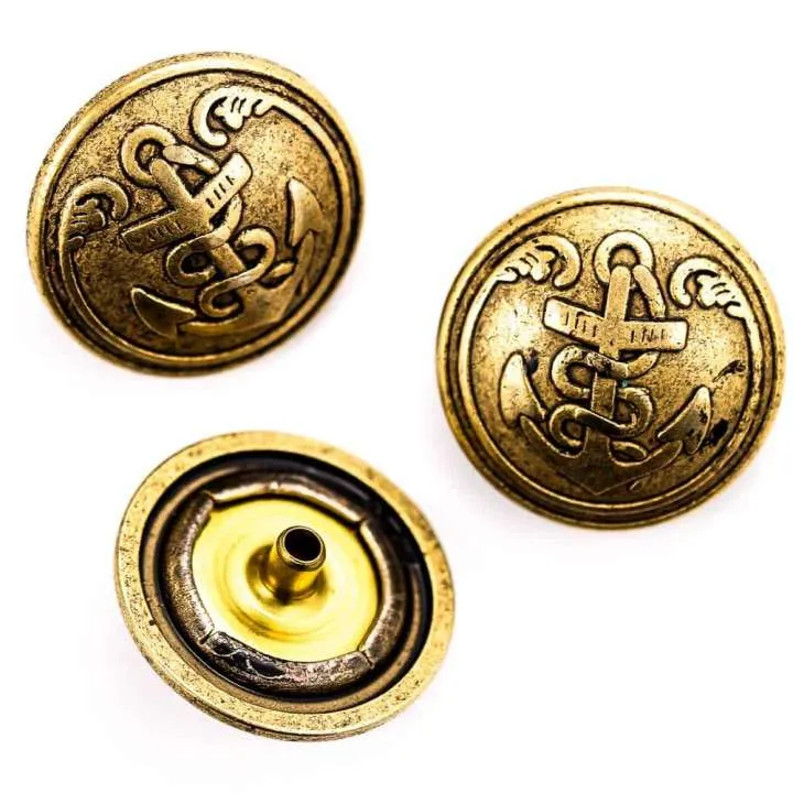Druckknopf Anker Altgold 20 mm – Metallknopf NK-109