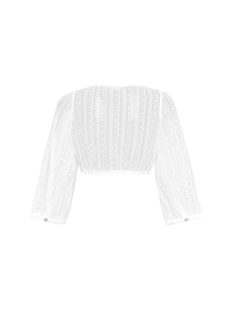 Spitzen-Dirndlbluse mit weitem Arm