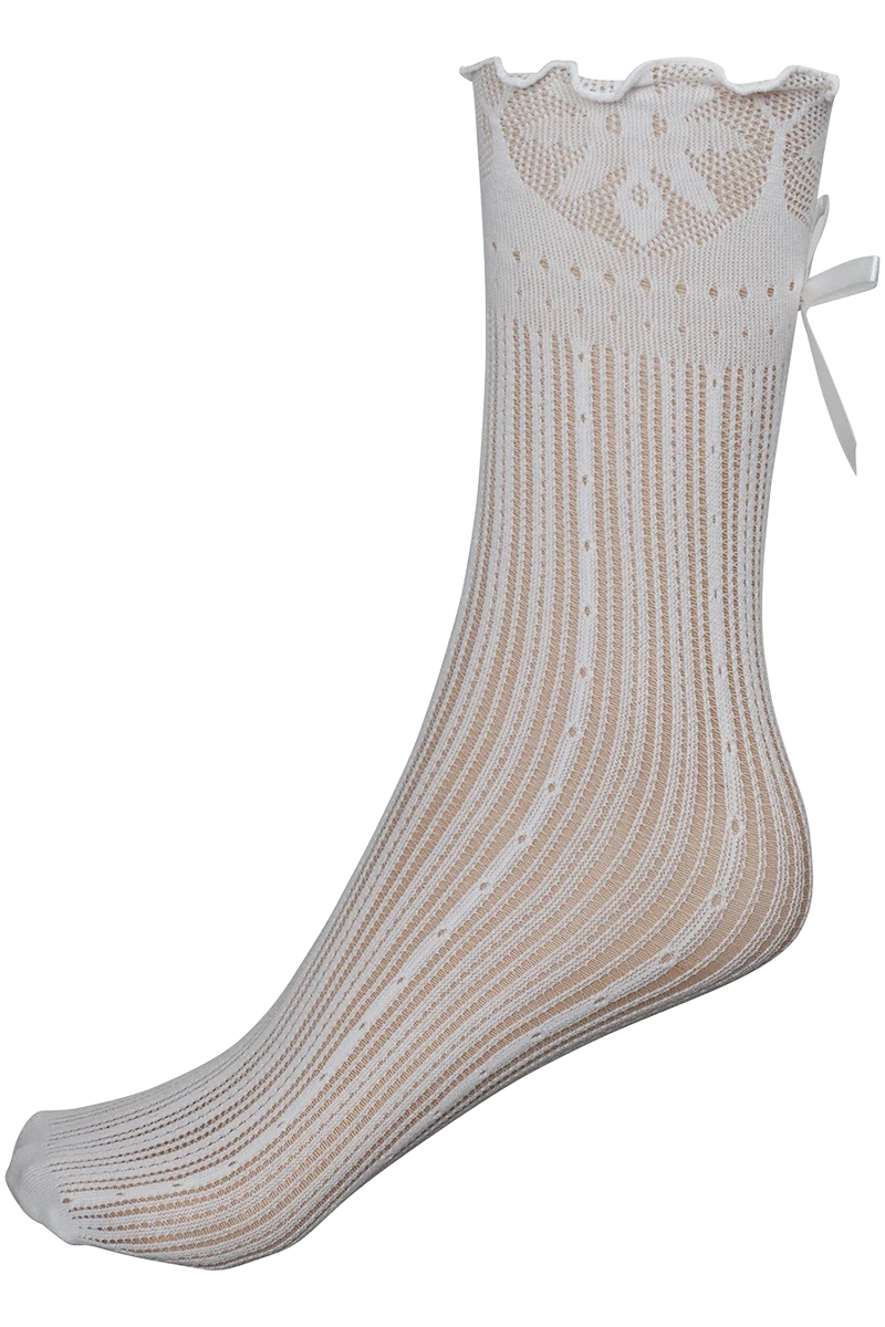 Damen Trachtensöckchen mit Spitze und Schleife - weiß