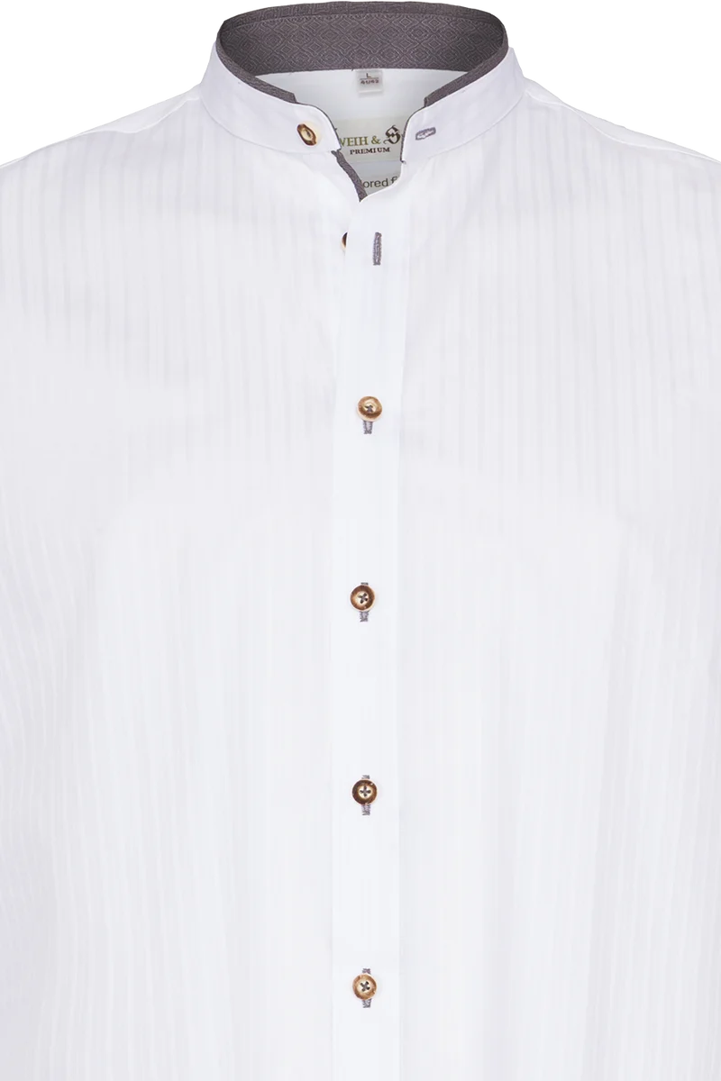 Herren Trachtenhemd Tailored Fit mit Webstreifen - weiß silber