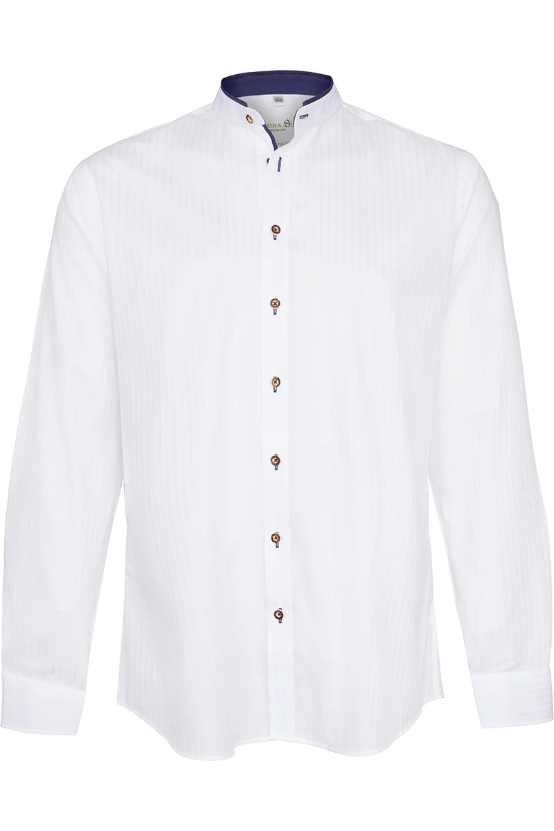 Herren Trachtenhemd Tailored Fit mit Webstreifen - weiss azur