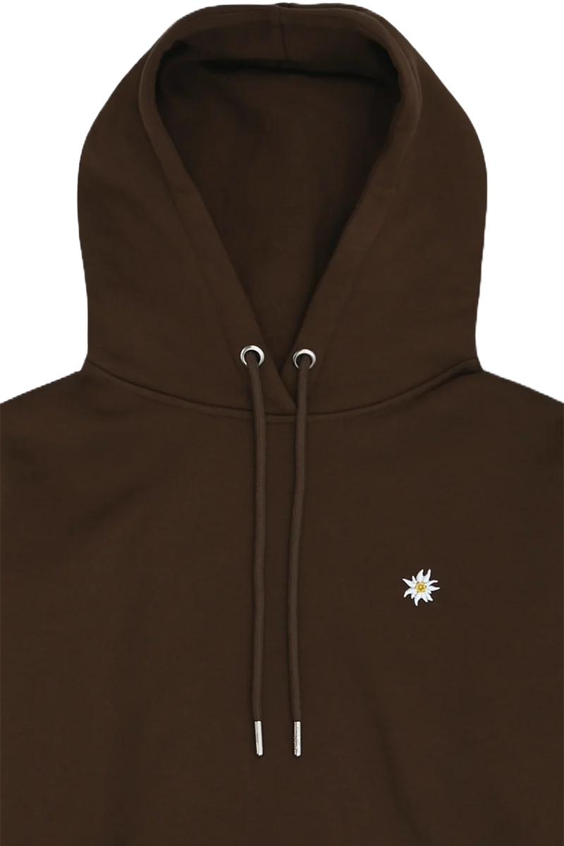 Herren Hoodie mit Edelweiß und Kapuze - dunkelbraun
