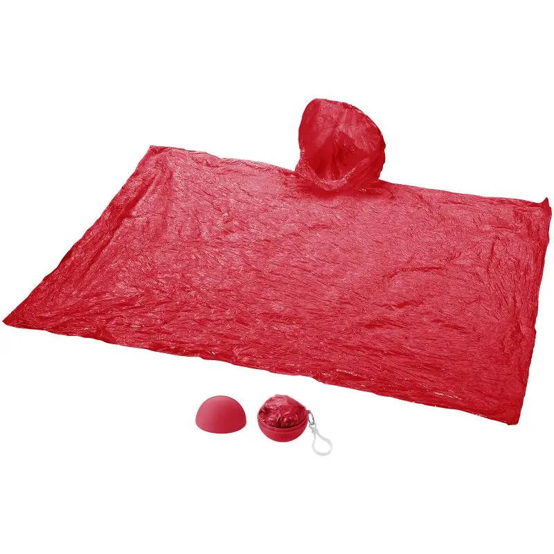 Xina Regenponcho in Ball-Hülle mit Schlüsselanhänger - Praktisch in Rot