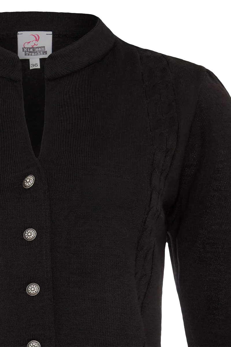 Dirndl Strickjacke mit Stehkragen Salzburgblau