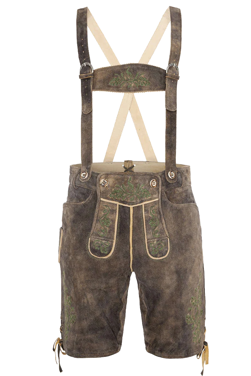 Kurze Herren Lederhose mit Gürtel und Träger