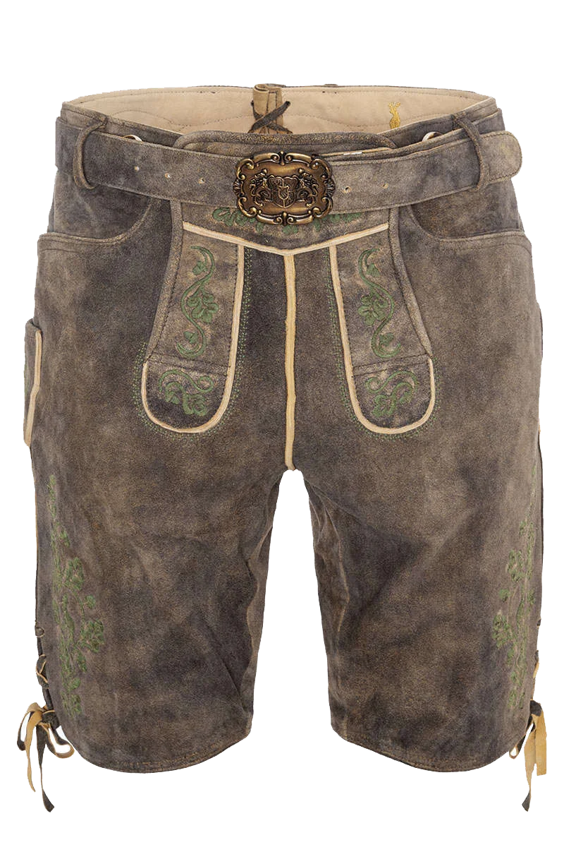 Kurze Herren Lederhose mit Gürtel und Träger