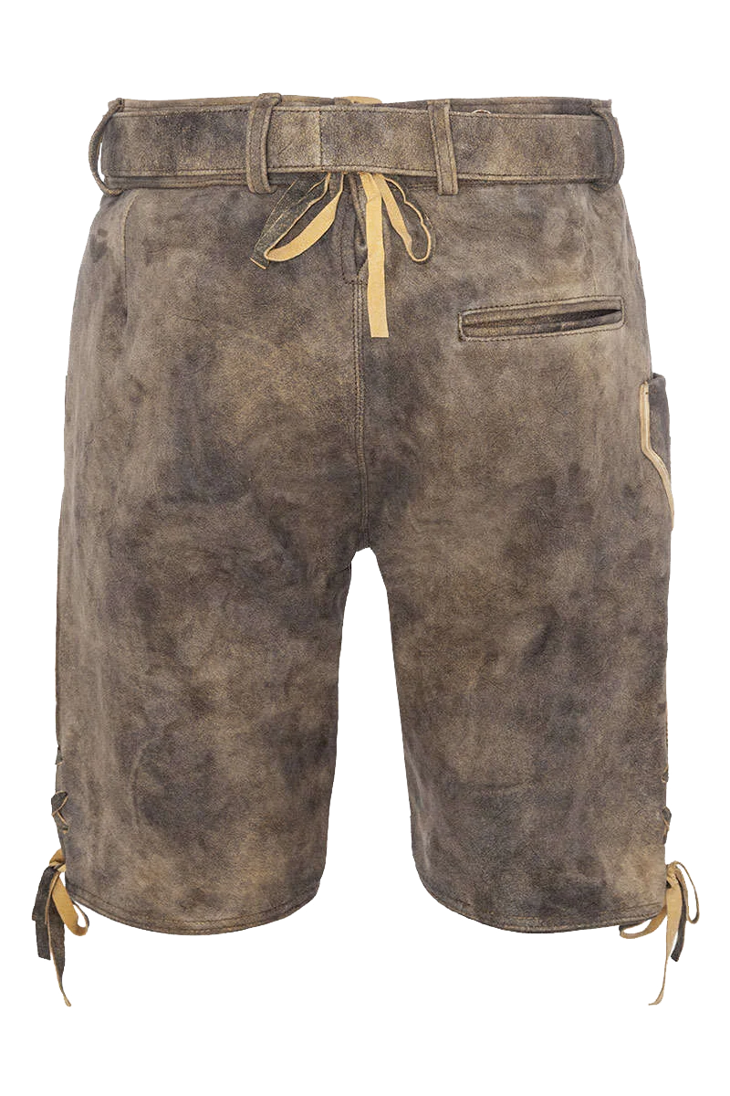Kurze Herren Lederhose mit Gürtel und Träger
