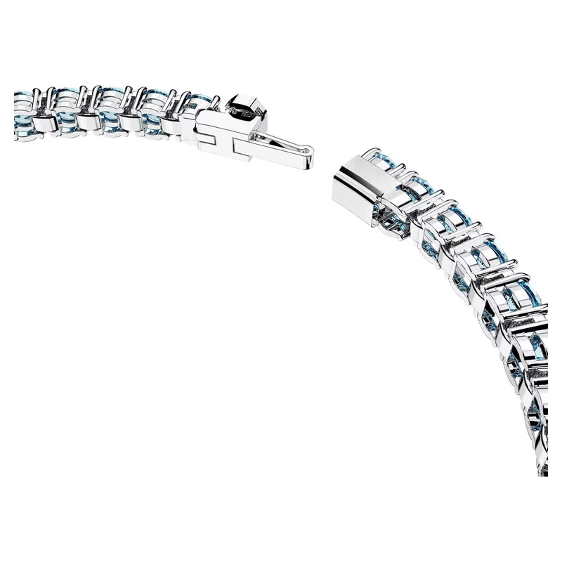 Swarovski Armband Unisex Matrix Tennis „Round‑Cut Blue“ Länge: ca. 17,5 cm (6 7/8″), Größe L Weiß/Rhodium 5648929