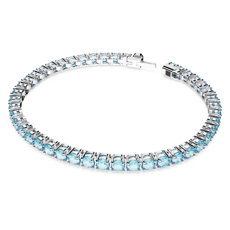 Swarovski Armband Unisex Matrix Tennis „Round‑Cut Blue“ Länge: ca. 19 cm (7 ½″) Größe XL Rhodium 5660914