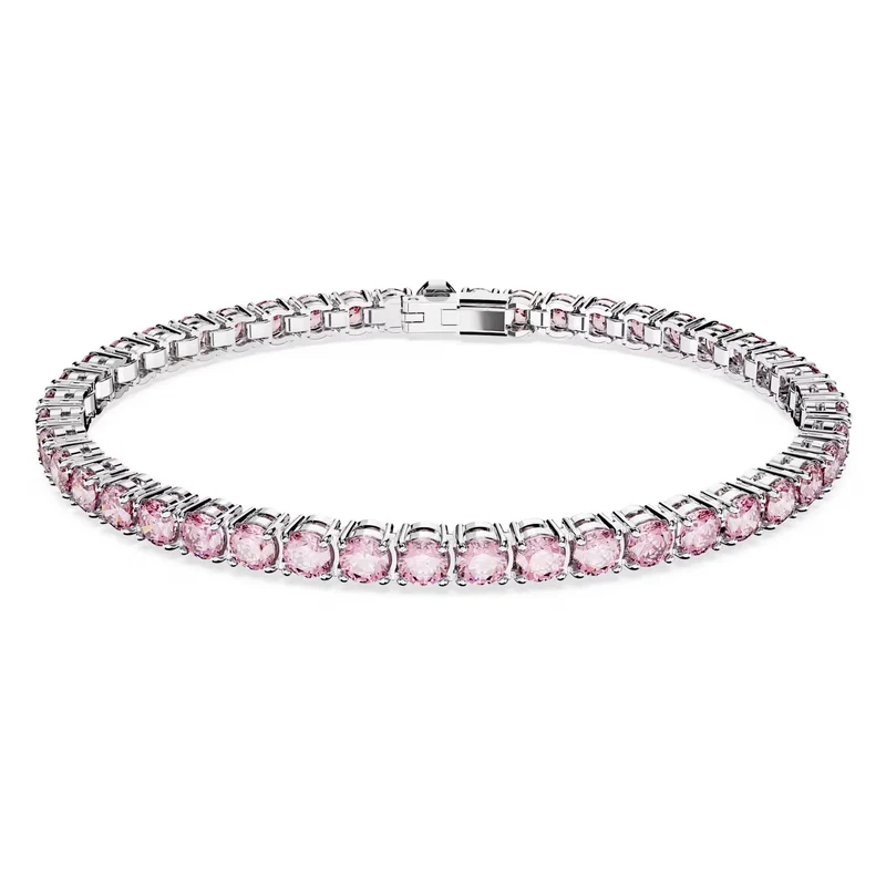Swarovski Armband Unisex Matrix Tennis „Round‑Cut Pink“ Länge:17,5cm Weiß/Rhodium 5648932