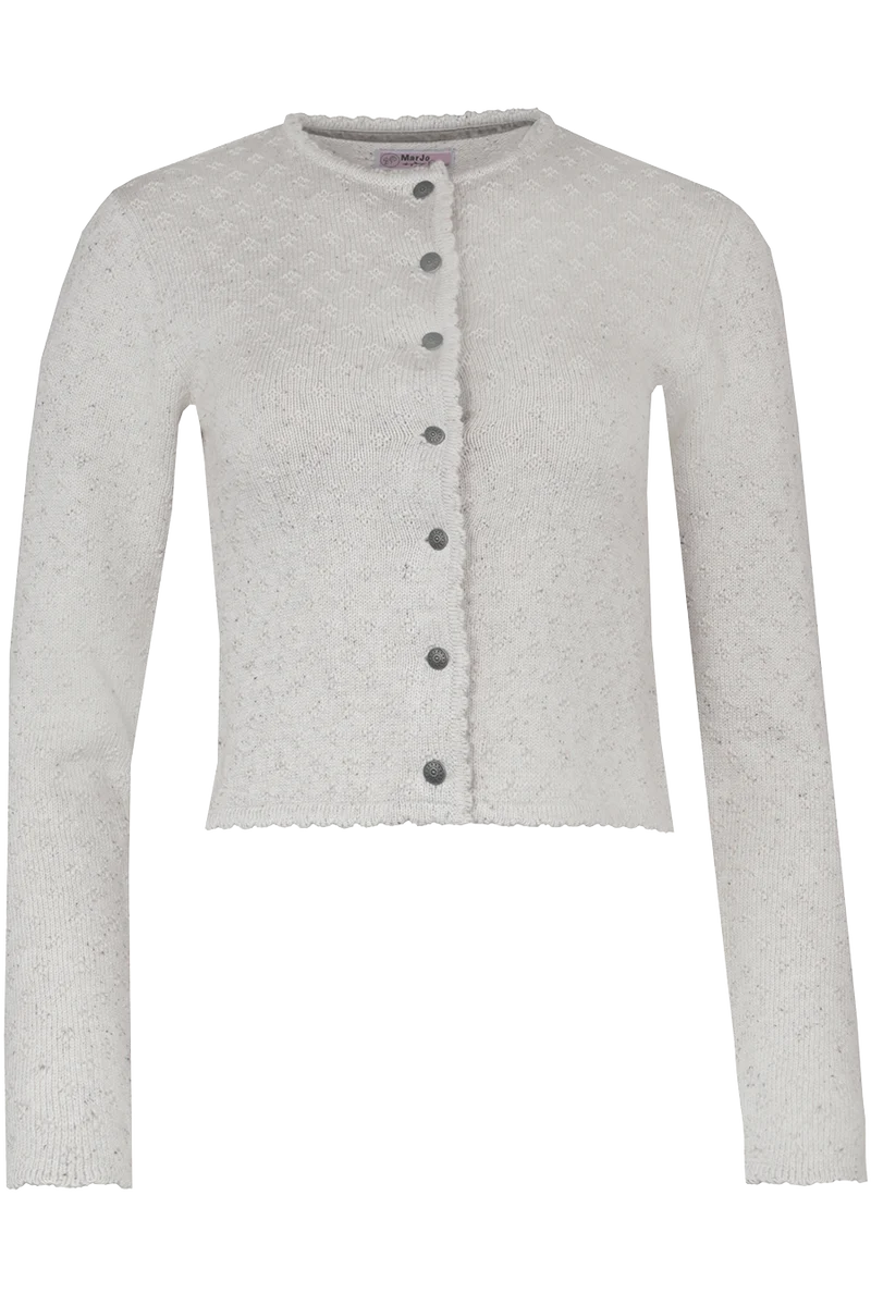 Damen Trachtenstrickjacke mit Blütenmuster - beige melange