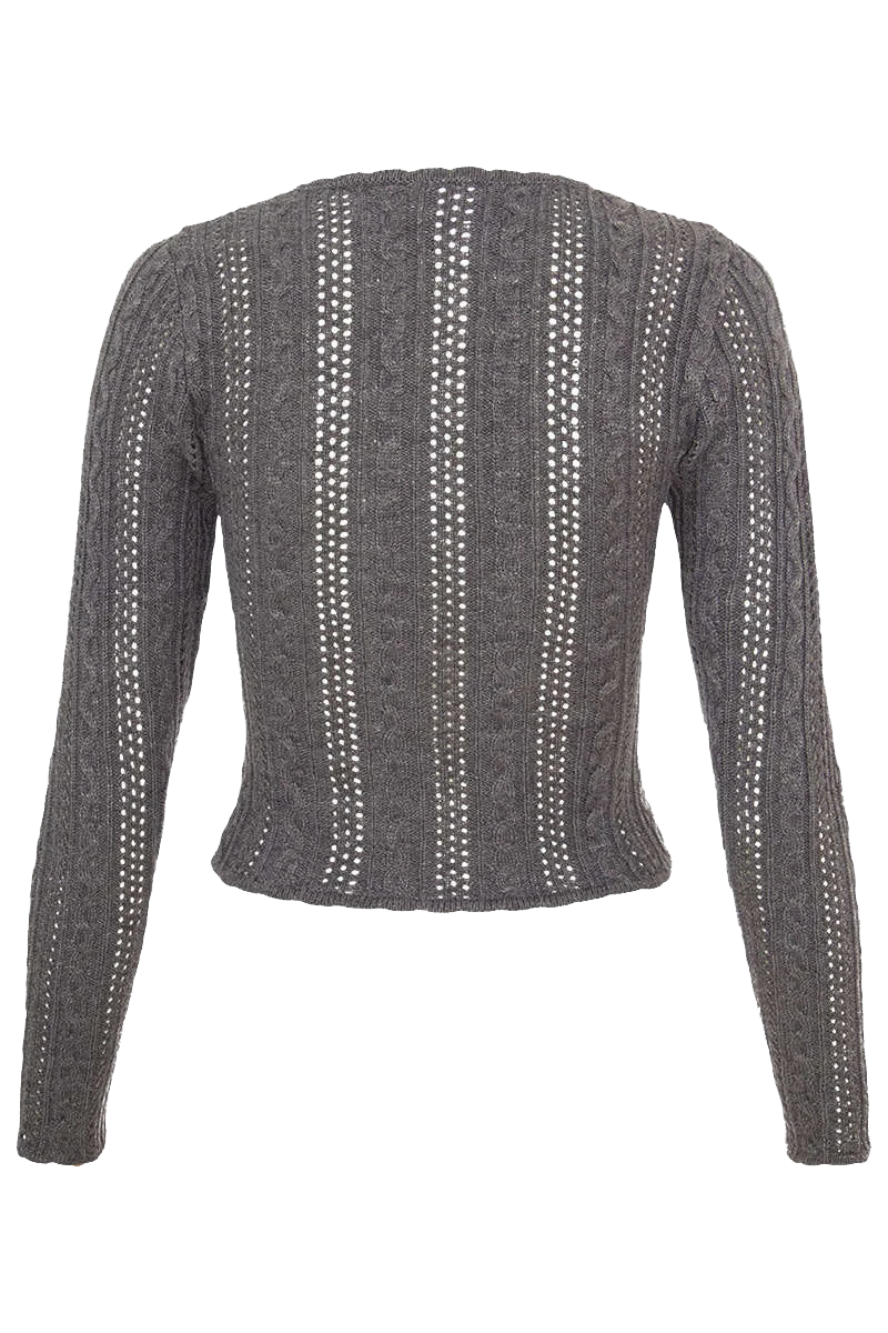 Dirndlstrickjacke mit Zopf- und Lochmuster