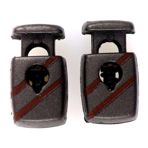 Kordelstopper Streifenmuster Braun – Kunststoff KOST-20