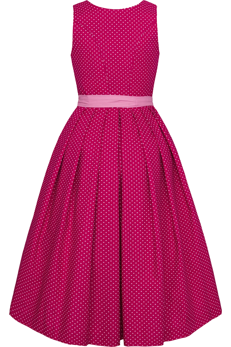 Baumwolldirndl lang mit eckigem Ausschnitt - beere