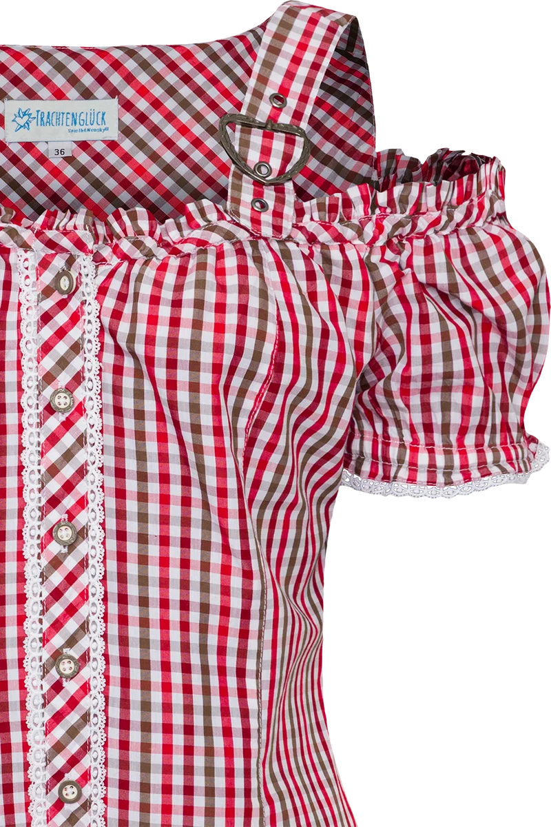 Damen Landhaus-Trachtenbluse kariert schulterfrei - rot